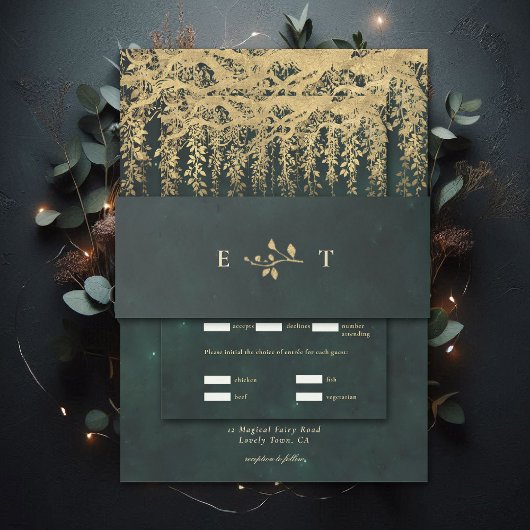 Enchanted Forest Hanging Gold Greenery Wedding Einladungsbanderole