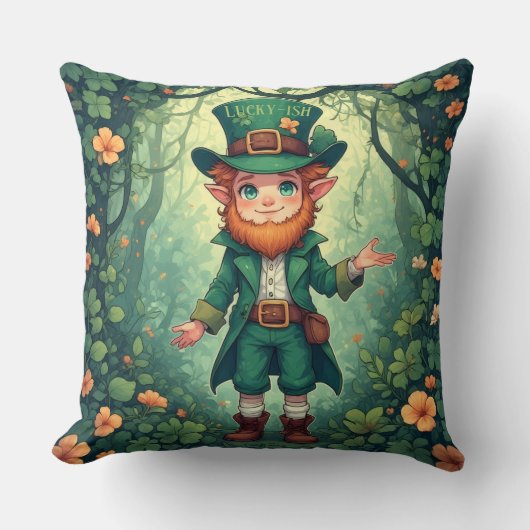 Enchanted Forest Leprechaun Luckyish Nursery Decor Kissen (Vorderseite)