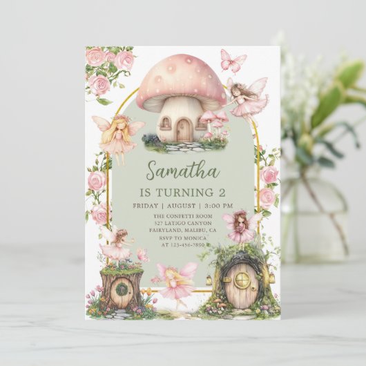 Enchanted Forest Magical Fairy Birthday Invitation Einladung (Stehend Vorderseite)