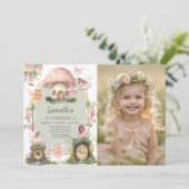 Enchanted Forest Magical Fairy Birthday Photo Einladung (Stehend Vorderseite)