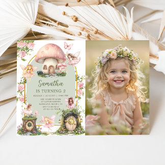 Enchanted Forest Magical Fairy Birthday Photo Einladung