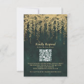 Enchanted Forest Magical Gold Vine Wedding QR RSVP Karte (Vorderseite)