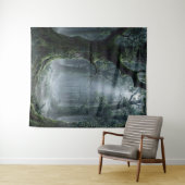 Enchanted Forest | Misty Green Fantasy Tapestry Wandteppich (Beispiel (Horizontal))