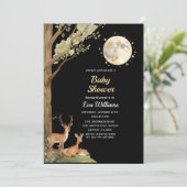Enchanted Forest Moonlight Deer Baby Shower  Einladung (Stehend Vorderseite)