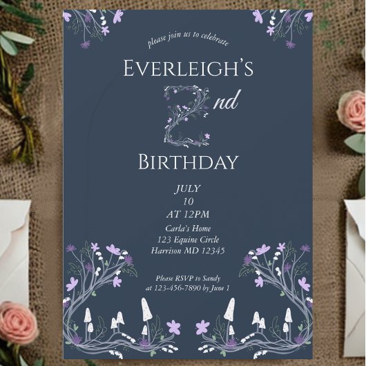 Enchanted Forest Mushroom Second Birthday Einladung