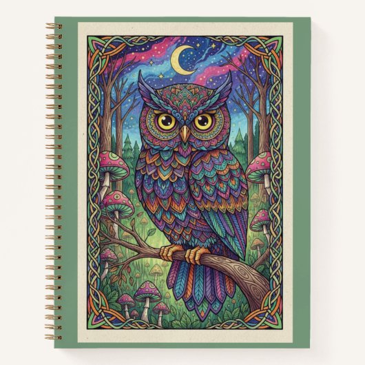 Enchanted Forest Owl Moon Zentangle Journal Notizblock (Vorderseite)