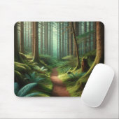 Enchanted Forest Path – Tranquil Green Escape Mousepad (Mit Mouse)