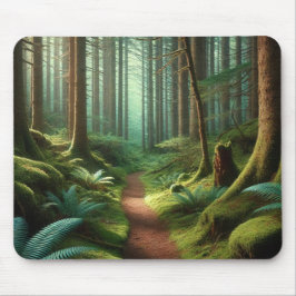 Enchanted Forest Path – Tranquil Green Escape Mousepad