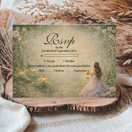 Enchanted Forest Princess Quinceañera RSVP Karte