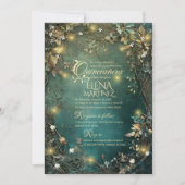 Enchanted Forest Quinceanera Emerald Green Einladung (Vorderseite)