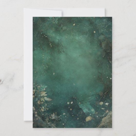 Enchanted Forest Quinceanera Emerald Green Einladung (Rückseite)