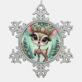 Enchanted Forest Reindeer Princess Schneeflocken Zinn-Ornament