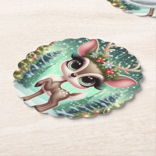 Enchanted Forest Reindeer Princess Untersetzer (angewinkelt)
