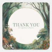 Enchanted Forest Rustic Trees Gold Glitter Quadratischer Aufkleber (Vorderseite)