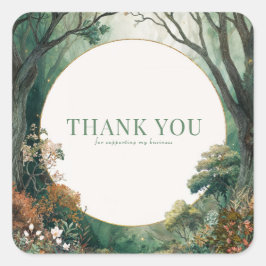 Enchanted Forest Rustic Trees Gold Glitter Quadratischer Aufkleber