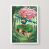 Enchanted Forest Sprint – Anime Fantasy Character Button (Vorderseite)