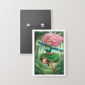 Enchanted Forest Sprint – Anime Fantasy Character  Button (Vorderseite/Rückseite)