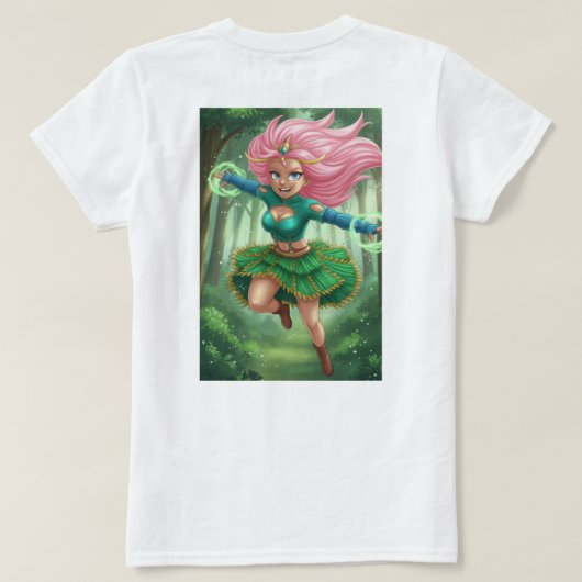 Enchanted Forest Sprint – Anime Fantasy Character T-Shirt (Design Rückseite)