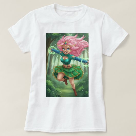 Enchanted Forest Sprint – Anime Fantasy Character  T-Shirt (Design vorne)