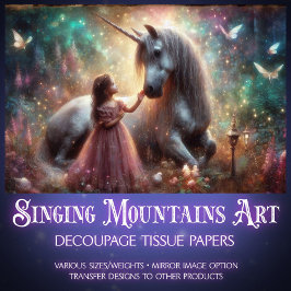 Enchanted Forest Unicorn And Girl Decoupage  Seidenpapier