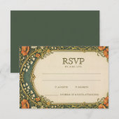 Enchanted Forest Vintage Art Nouveau RSVP Begleitkarte (Vorne/Hinten)