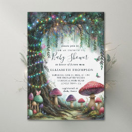 Enchanted Forest Whimsical Mushrooms Baby Shower Einladung
