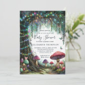 Enchanted Forest Whimsical Mushrooms Baby Shower Einladung (Stehend Vorderseite)