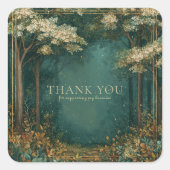 Enchanted Forest White Blossom Gold Sparkle Quadratischer Aufkleber (Vorderseite)