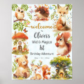 Enchanted Forest Wild One Boy Birthday Welcome Poster (Vorne)
