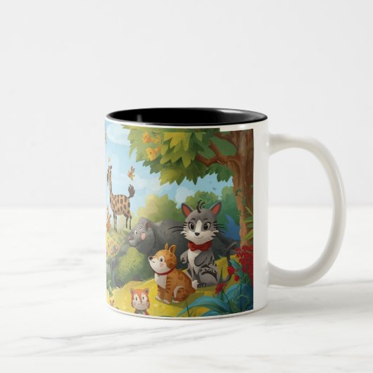 enchanted forest with animals zweifarbige tasse (Rechts)