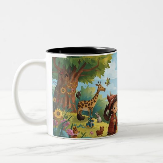enchanted forest with animals zweifarbige tasse (Links)