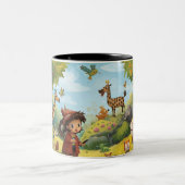enchanted forest with animals zweifarbige tasse (Mittel)