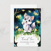 Enchanted Forest Wolf Babydusche Dankeskarte (Vorne/Hinten)
