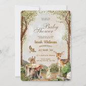 Enchanted Forest Woodland Animals Baby Shower Einladung (Vorderseite)