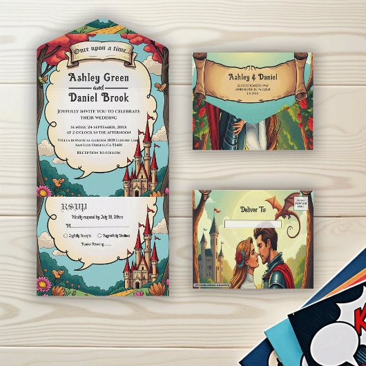 Enchanted Forest Woodland Castle Fairytale Wedding All In One Einladung
