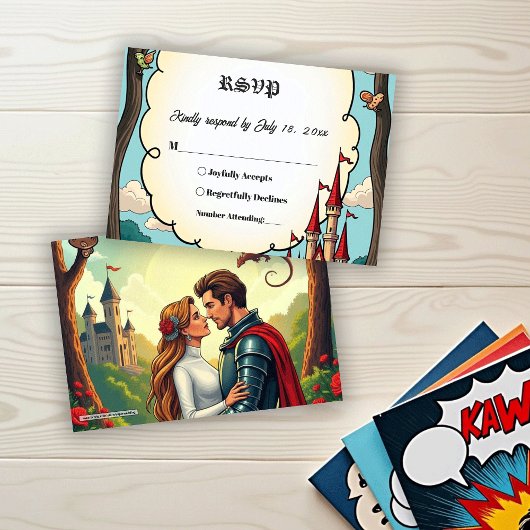 Enchanted Forest Woodland Castle Fairytale Wedding RSVP Karte