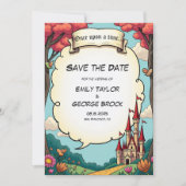 Enchanted Forest Woodland Castle Fairytale Wedding Save The Date (Vorderseite)