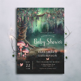 Enchanted Forest Woodland Mushrooms Baby Shower Einladung