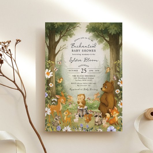 Enchanted Forest Woodland Storybook Baby Shower Einladung