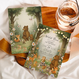 Enchanted Forest Woodland Wild One 1st Birthday Einladung