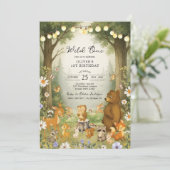 Enchanted Forest Woodland Wild One 1st Birthday Einladung (Stehend Vorderseite)