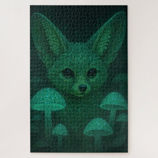 Enchanted Fox & Bioluminescent Mushrooms Fairycore Puzzle (Vertikal)