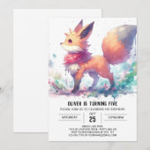 Enchanted Fox Birthday Einladung (Vorne/Hinten)