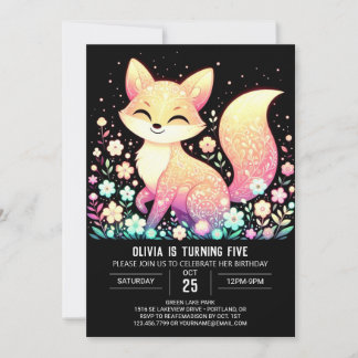 Enchanted Fox Digital Geburtstag Einladung