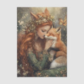 Enchanted Fox Fairy With Butterfly Decoupage Seidenpapier (Vorderseite)