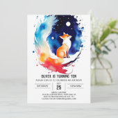 Enchanted Fox Hollow Geburtstag Einladung (Stehend Vorderseite)