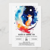 Enchanted Fox Hollow Geburtstag Einladung (Vorne/Hinten)