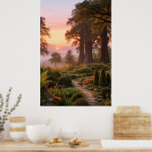 Enchanted Garden at Dawn Majestic Trees Poster (Küche)