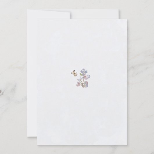 Enchanted Garden Bird Butterfly Pastel Baby Dusche Einladung (Rückseite)