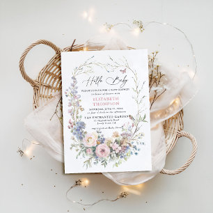 Enchanted Garden Bird Butterfly Pastel Baby Dusche Einladung